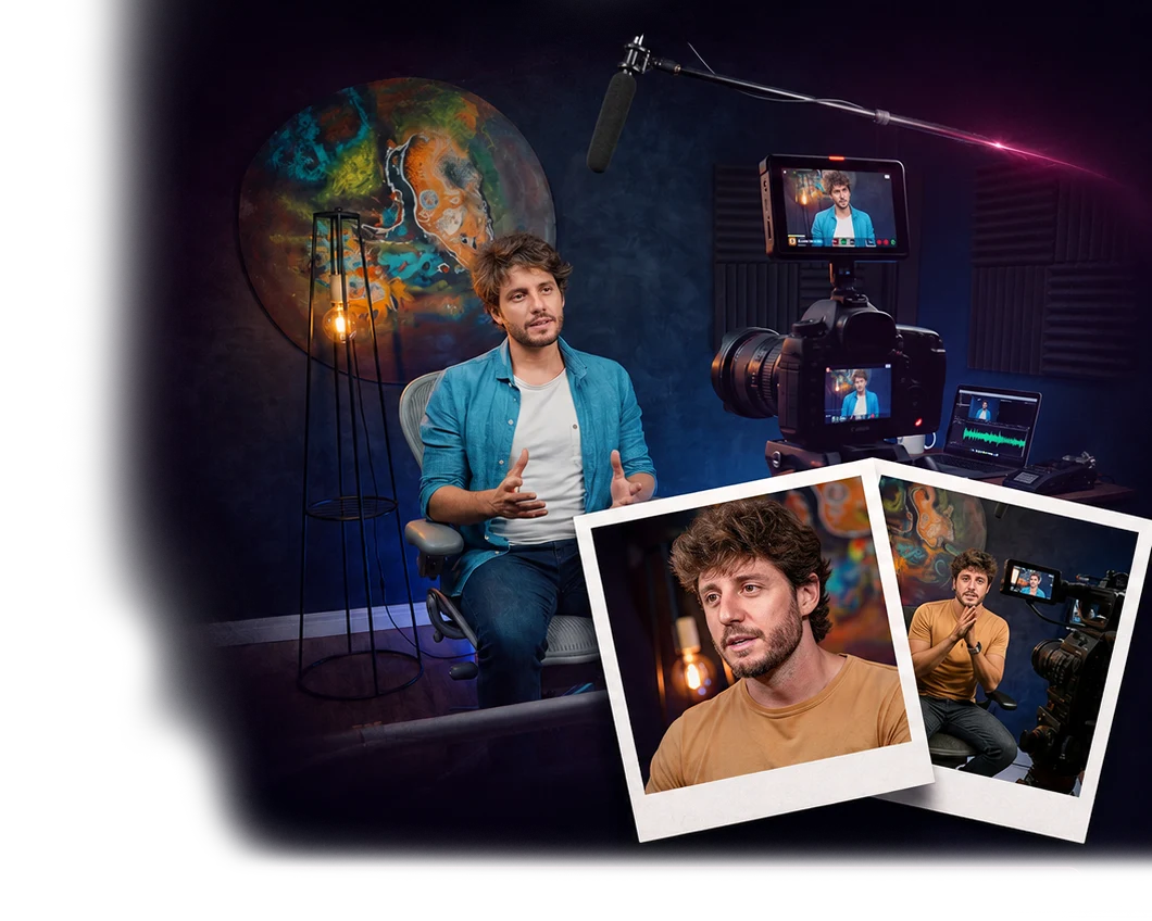 Gravação no estúdio, entrevista e set